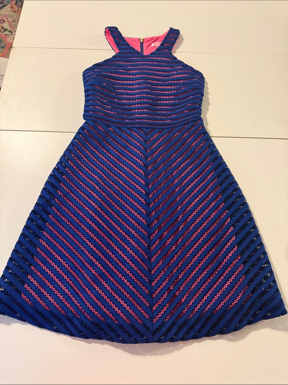 Lilly Pulitzer - Royal Blue and Hot Pink Striped Party Dress
